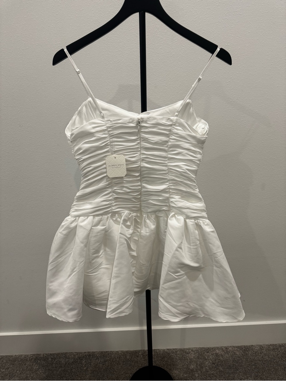 Altar'd State White Spaghetti-Strap Ruched Mini Dress - Picture 3 of 4